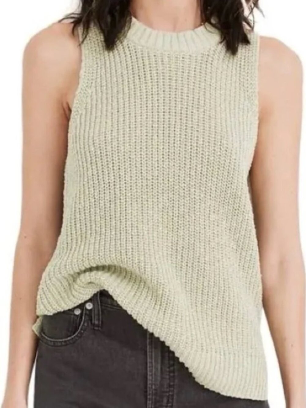 Madewell Sage Green Chunky Knit Sleeveless Sweater Vest Shaker Tank XS